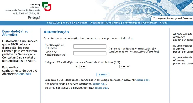 Screenshot of AforroNet in 2008